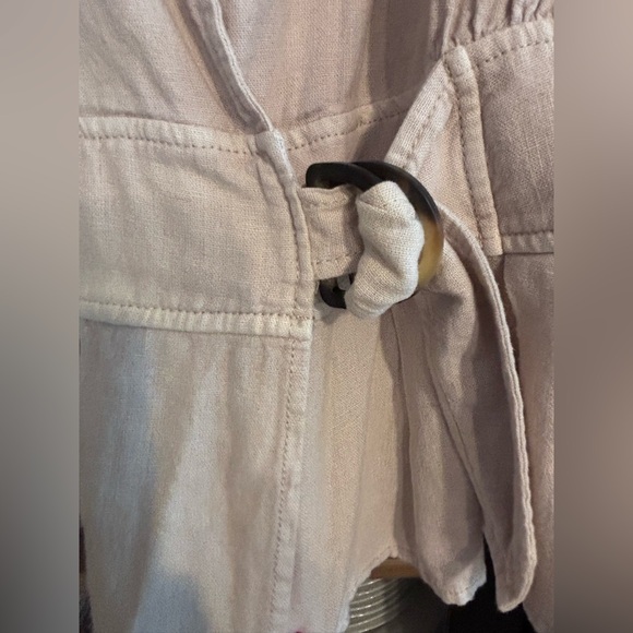 Free People Women's Joani Linen Ruffle Blend Jacket Top Cream Buckle Front Small - Picture 5 of 16